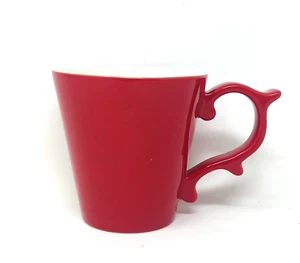 Teavana Rococo Mug Red Ceramic 2015 Scroll Handle Starbucks Coffee Tea Tazo NEW - Picture 1 of 12