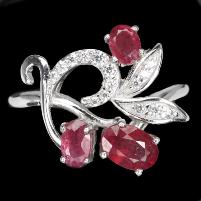 925 Sterling Silver Ring Oval Ruby 6x4mm Natural Gemstone Jewelry - Image 1 of 4