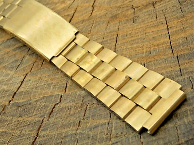 Correa de reloj vintage Baldwin 17,5 mm cierre de despliegue placa de oro laminada nueva de stock sin usar Foto 1 de 4