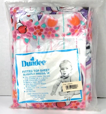 NOS Vintage Dundee Lamb Chop Semi FITTED TOP Crib Toddler Bed Sheet Sl Irregular - Image 1 of 4