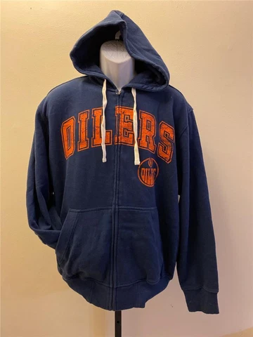 New Edmonton Oilers Mens Size XL XLarge Blue Full Zip Hoodie Jacket Cover