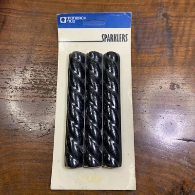 3 Pieces NOS Gloss Black Rope Accent Tile. 6” By 1”. Monarch Tile. Sparklers. - Image 1 of 4