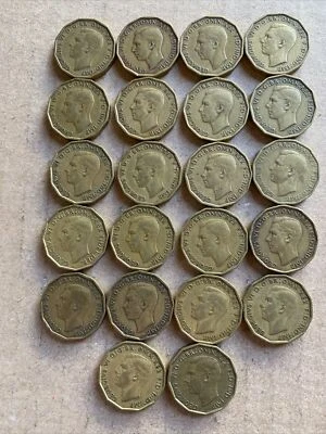 Lote de 22 monedas de tres peniques Jorge VI 1937-1950 Foto 1 de 4
