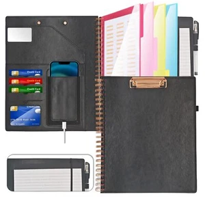 Leather Spiral Padfolio Padfolio for Men with clipboard with a Mirror 5 Folde... - Picture 1 of 7