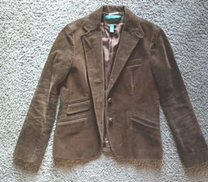 Ralph Lauren Petite Corduroy Blazer Sz Medium Brown Wood Buttons Lauren Jeans Co - Picture 1 of 10