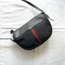 GUCCI Vintage Sherry Line Shoulder Bag Canvas Black Authentic G0420261