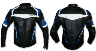 WINNET Giacca giubbotto corto sportivo racing in vera pelle da per moto con protezioni