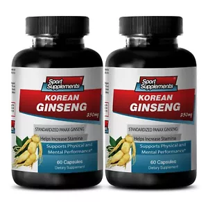 Improve Physical Performance Pill - KOREAN GINSENG 350MG 2 Bottles 120 Capsules - Picture 1 of 12