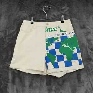 VANS Cuffed Canvas Shorts Art Print Off-White Cotton Womens Size 28 Skater - Picture 1 of 11