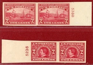 US 1909, #370 & 373, Imperf Pair with Plate #, MLH, OG - Picture 1 of 2
