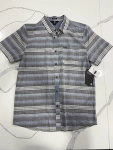 Volcom Shirt Mens Medium Blue Modern Fit Short Sleeve Button Up Casual - Picture 1 of 3