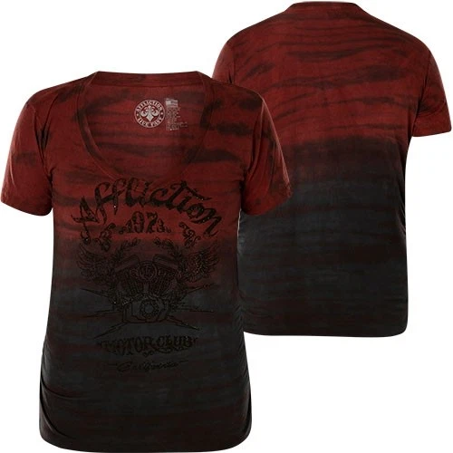 AFFLICTION Damen T-Shirt AC Cali Ride Weinrot/Schwarz - Bild 1 von 1