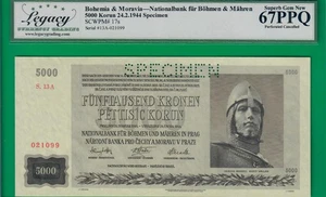 Bohemia & Moravia 5000 korun 1944, P17s, Legacy Superb New *67* PPQ, Top @ ebay! - Picture 1 of 2