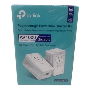 TP Link AV1000 Passthrough Powerline Starter Kit Extend Ethernet TL-PA7017P - Afbeelding 1 van 6
