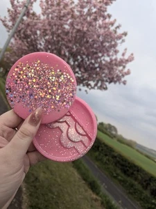 Resin Eyelash And Glue Storage Pot Eyelash Holder - Pink & Silver Glitter - Picture 1 of 5