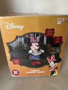 Gemmy 3.5ft Disney's Minnie Mouse as Scarecrow Thanksgiving Inflatable - Picture 1 of 4
