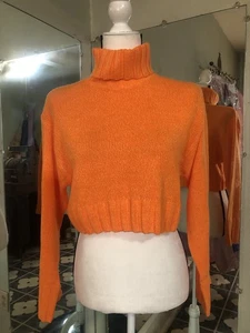 Divided Women's XS Turtle Neck Crop Top Sweater Orange Long Sleeve - Picture 1 of 8