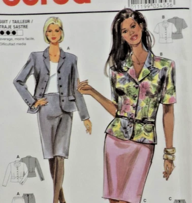 Burda 3453 Lined Suit/Peplum Collared Jacket/Slim Skirt Size 8 to 18 Uncut - Image 1 of 4