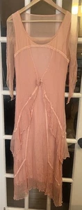 Nataya Age of Love Sheer Dress Sz S Downtown Abbey Romantic Fairy Peach Read.  H - Picture 1 of 14