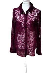 Blusa de encaje Torrid talla M/L 10 Madison Zinfandel LS - Imagen 1 de 8