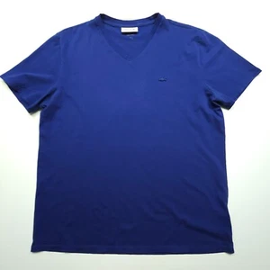 Camicia uomo Lacoste XL blu basic maglietta scollo a V tinta unita vestibilità regolare casual attiva T - Foto 1 di 18