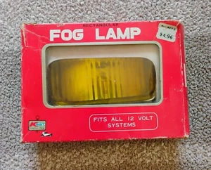 Vintage Kmart Fog Lamp Light Rectangle Yellow Chrome 12V Japan NOS - Picture 1 of 6