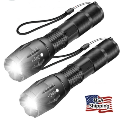2pcs Tactical Flashlight High Powered 5-Mode Zoomable Zoom AAA Searchlight Lamp - Image 1 of 4