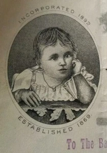 Montana Bank Draft Baby Vignette Artwork 🎨 1895 Isdell Mercantile Company - Picture 1 of 11