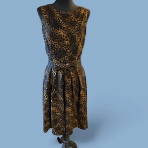 Gepardenmuster Näherin hergestellt EUC Kleid Damengröße 8 * Maße siehe! - Bild 1 von 7