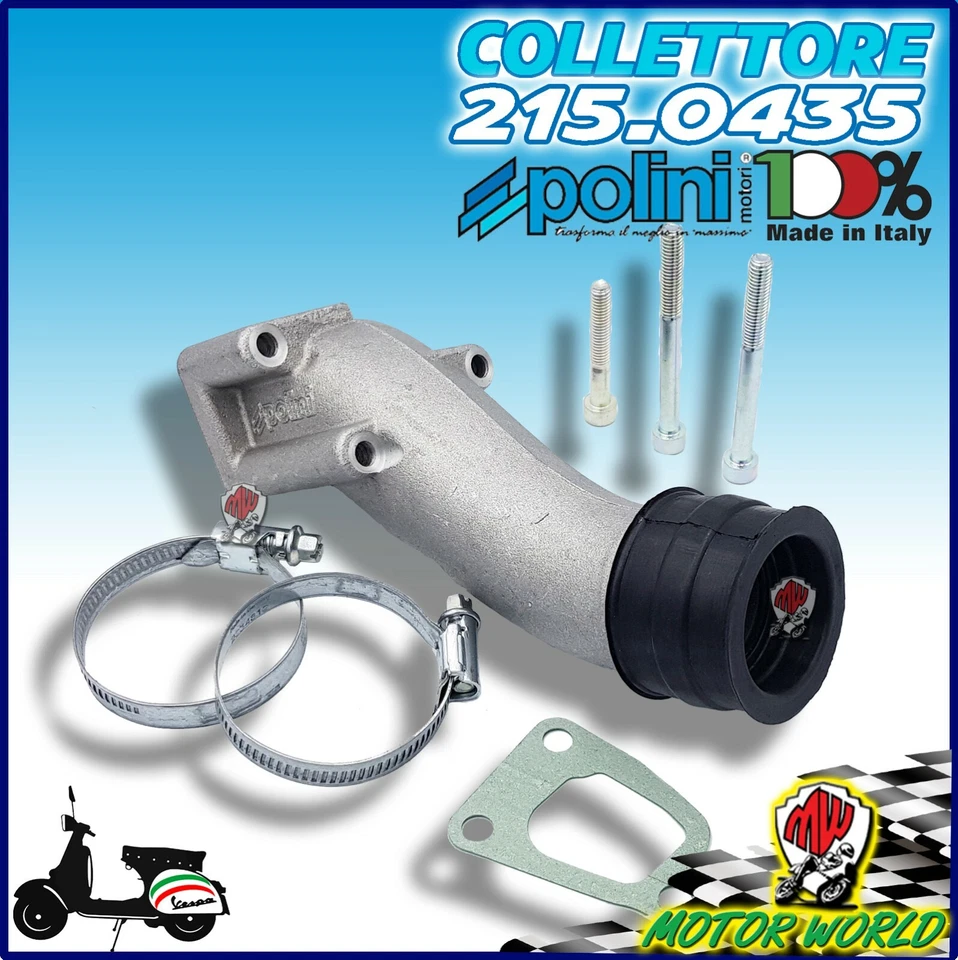 215.0435 Collettore aspirazione Polini Vespa 125 3 fori Carb.d.28 Telaio Et3