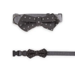 Top Paw Bow Tie Adjustable Gray Dog Collar Size Medium D-Ring Fashion Event - Picture 1 of 4