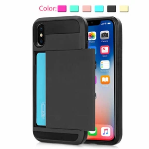 For iPhone XS/7/8/11/12/13/14/15/17  Shockproof Case Wallet Credit Card Holder - Picture 1 of 41