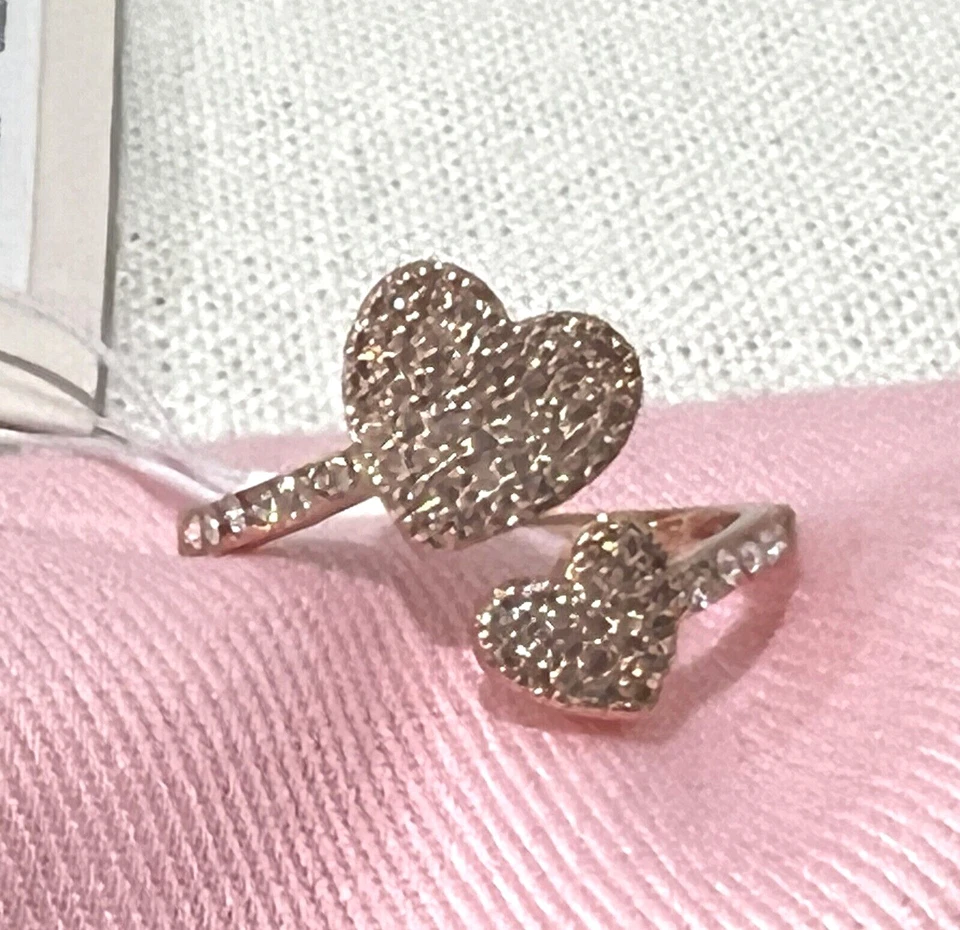 ️ Kate Spade Yours Truly Pave Heart Ring Size 8 O0ry0152 Clear/rosegold
