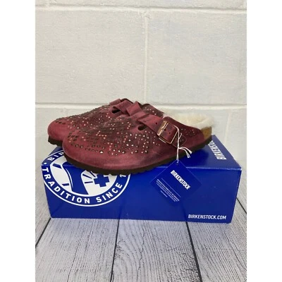 Zuecos Birkenstock Boston remaches Zinfandel piel de oveja EU38 US7 ajuste estrecho Foto 1 de 4