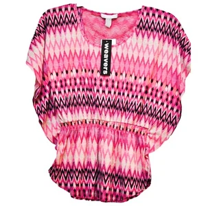 Weavers Women's Knit Top Dolman Short Sleeve Geometric Fuchsia Size M NWT - Picture 1 of 6