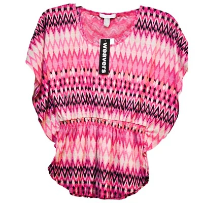 Top tejido para mujer Weavers Dolman manga corta geométrico fucsia talla M nuevo con etiquetas Foto 1 de 4