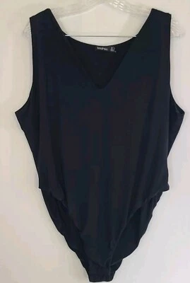  BOOHOO Tank Bodysuit Size 22 Black Layer Classic Top European Brand Shaping - Image 1 of 4