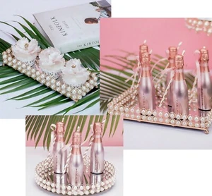 Bandeja de mesa con espejo nórdico accesorios para el hogar soporte de perlas decoración de mesa de boda  - Imagen 1 de 18