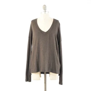 Camiseta Standard by James Perse Tejida Manga Larga Marrón Oscuro Modal Cuello en V - Imagen 1 de 7