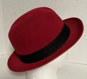 DEION by DOBBS Red Felt Mens Hat Fedora Trilby Panama Homburg Vtg Brilliante 7 R - Picture 1 of 15