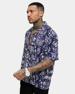 SAINT MORTA PAISLEY SKULLS SHORT SLEEVE BUTTON UP SHIRT SIZE LARGE NEW WITH TAGS - Picture 1 of 5