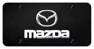 Mazda 3D Chrome Logo Black Powder Coated License Plate Official Licensed - Picture 1 of 1
