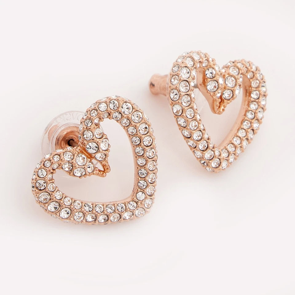 Swarovski Earrings One Lobe 5628659 Crystals Hearts Ip Rose Gold