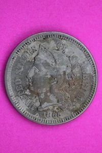 Hi Grade 1865 Three 3 Cent Nickel Scarce Semi Key Date Coin Same Coin In Pic 265 - Picture 1 of 3