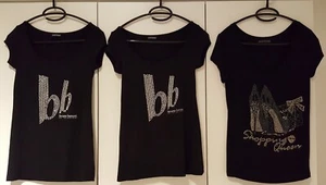 3 Stück T-Shirts mit Glitzersteinchen Bruno Banani Melrose Gr. 34 schwarz - Bild 1 von 7