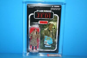 STAR WARS AFA GRADED 2011 TVC MINT ON CARD FIGURE HAN SOLO TRENCH #62 HASBRO 8.5 - Picture 1 of 10