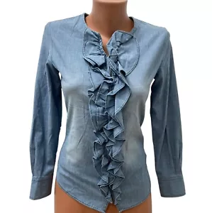 Isabel Marant Etoile Size FR 34 - XS Jeans Denim Shirt Top Blouse Ruffles - Picture 1 of 8