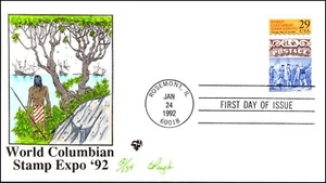 Scott 2616 29 Cents Columbus Pugh Hand Painted FDC 50 Of 134 - Picture 1 of 2