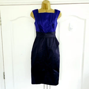 KAREN MILLEN Y2K Dress Stunning Blue Satin Pencil Wiggle Dress UK 6 - Picture 1 of 9