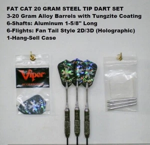 Darts Fat Cat Tungzit 20 Gramm Stahlspitze Dart Set mit 2D/3D Eisen Kreuzflüge - Bild 1 von 5